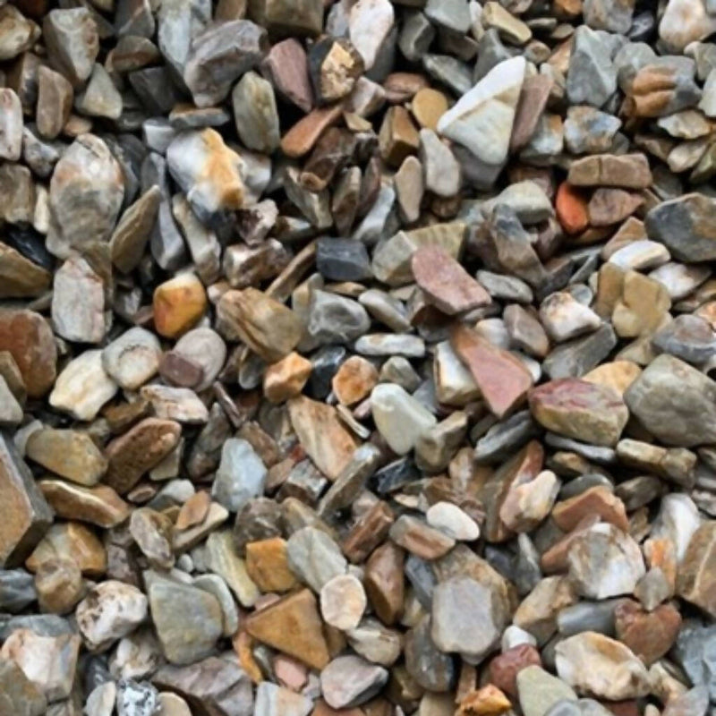 Pebbles en marmol de color brown, gris y barro.